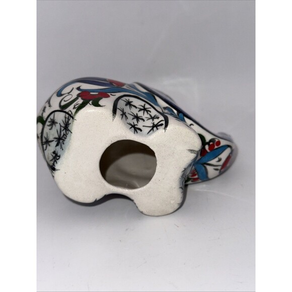 Vintage La Maison Ottomane Hand Painted Floral Ceramic Elephant Figurine - Picture 5 of 8